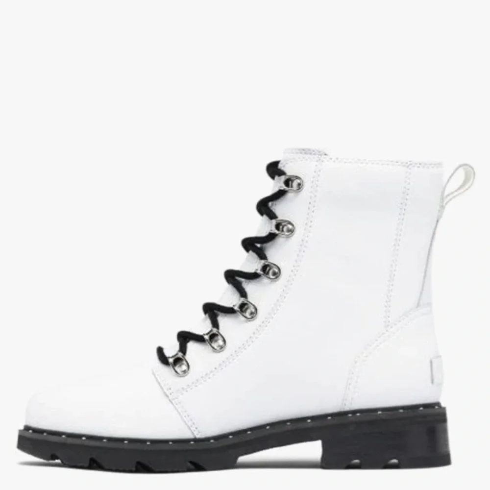 NWT Sorel ‘Lennox’ Lace White Leather Platform Ankle Combat Boots - Picture 5 of 14